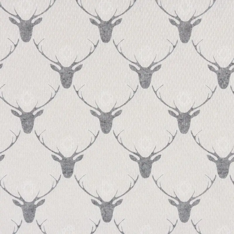 Gardinenstoff Dekostoff Landhausstoff Reliefstruktur Hirschköpfe beige grau 1,60m Breite Neue Kollektion
