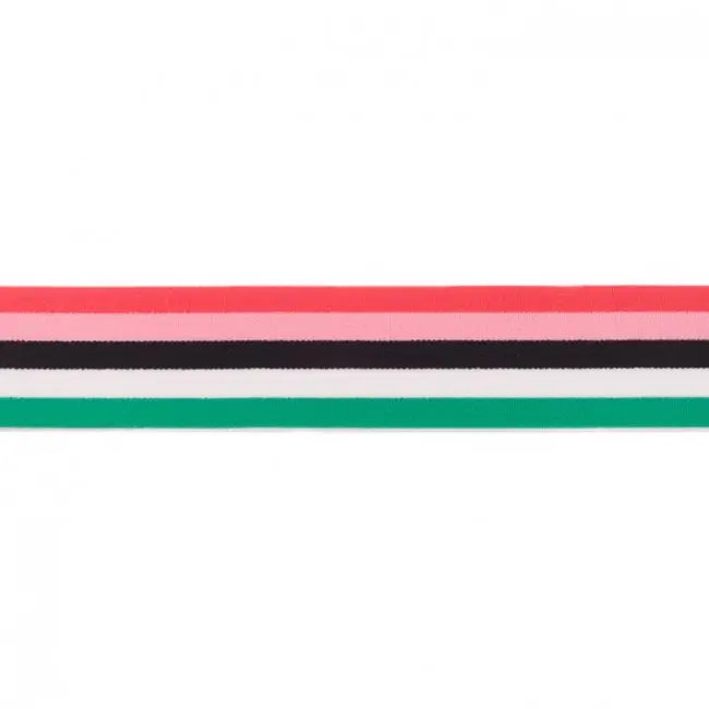 Zertifiziert Gummiband Multi-Streifen extra weich rosa schwarz weiß grün Breite: 4cm