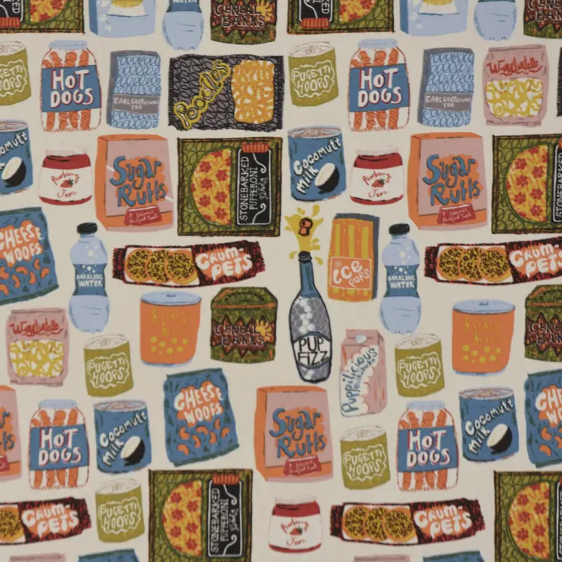 Panama Dekostoff Baumwollstoff Barket Paintbox Fast Food bunt 138cm Breite Beliebt