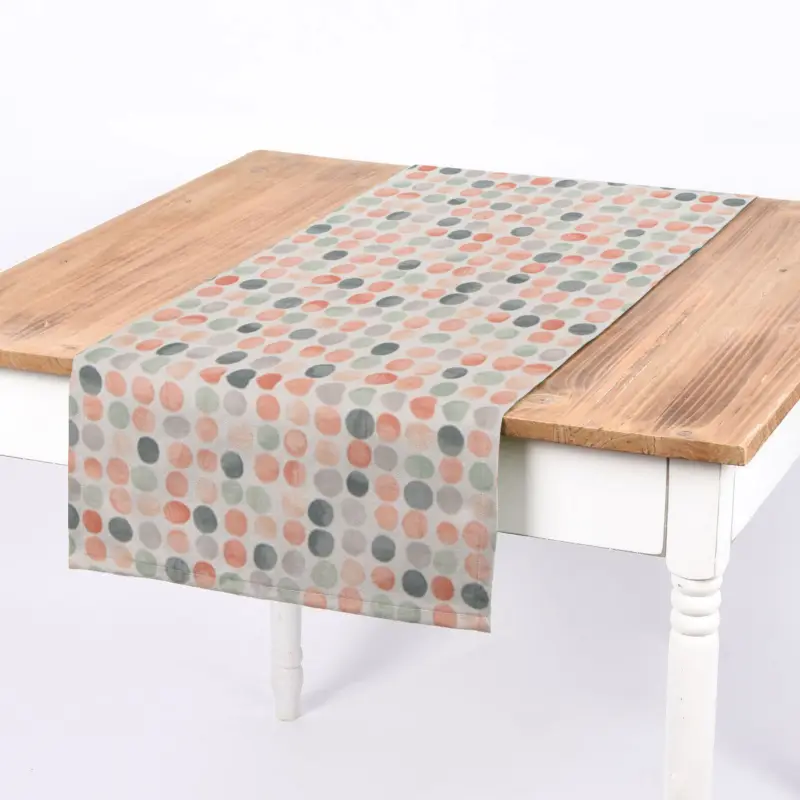 SCHÖNER LEBEN. Tischläufer Panama Dolly Melba Punkte grün orange 40x160cm Knallerangebot