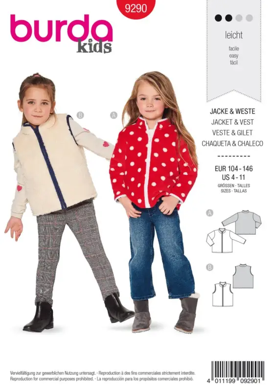 Angebot Burda Schnittmuster 9290 Kinder Jacke & Weste