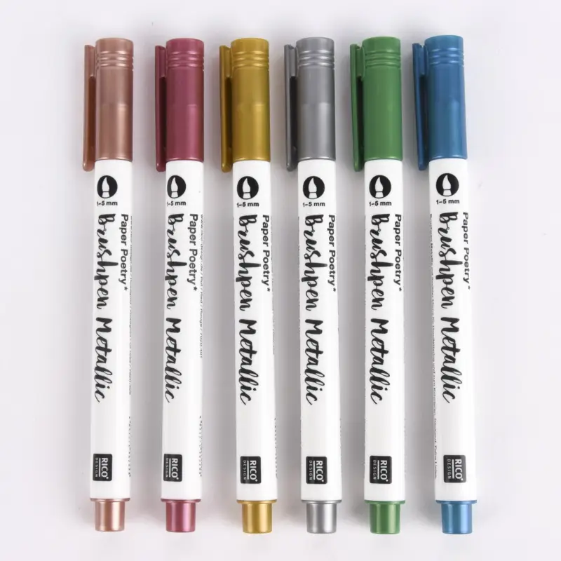Versand Am Gleichen Tag Rico Design Metallic Brushpen 1-5mm verschiedene Farben