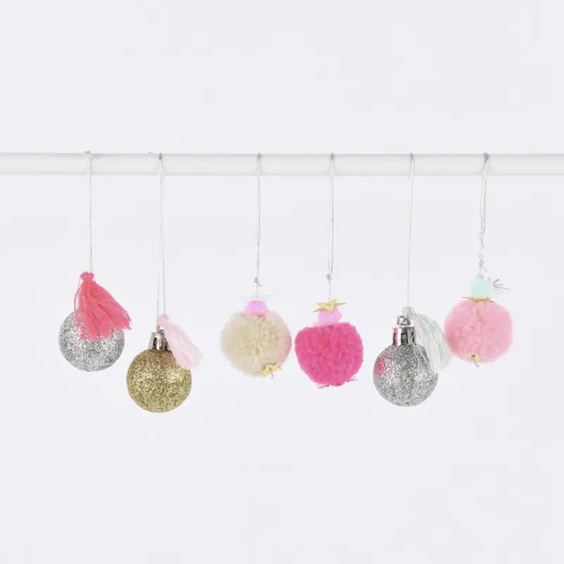 Rico Design Pompon- und Kugel-Anhänger neon pastell 6 Stück 3cm Sale