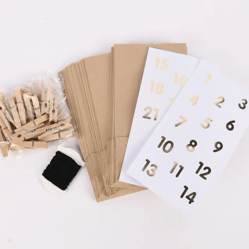 Nur Heute Rico Design Adventskalenderset Kraftpapier 24 Tüten inkl. Zubehör