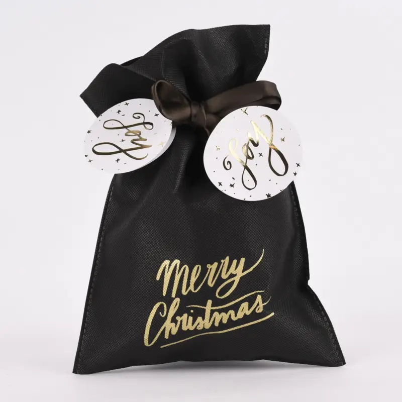 Rico Design Geschenktüte Merry Christmas klein schwarz gold 20x30cm Markenware