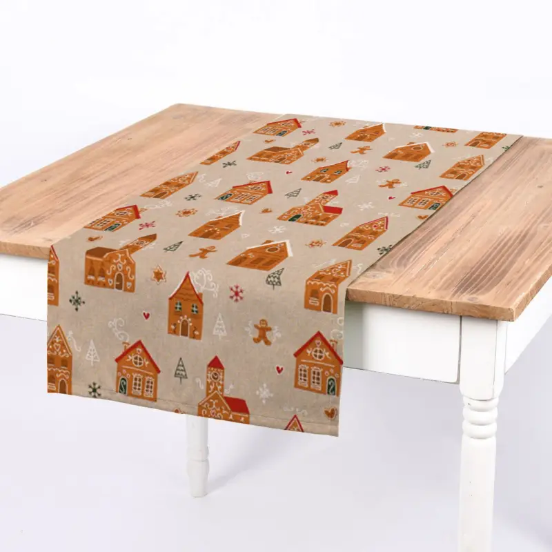SCHÖNER LEBEN. Tischläufer Lebkuchenhaus natur weiß 40x160cm Neu