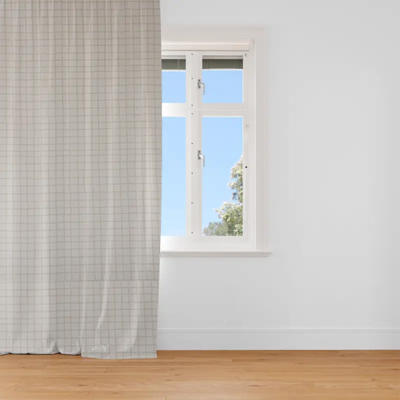 SCHÖNER LEBEN. Vorhang Karo Gitter wollweiß beige 245cm oder Wunschlänge Sonderaktion