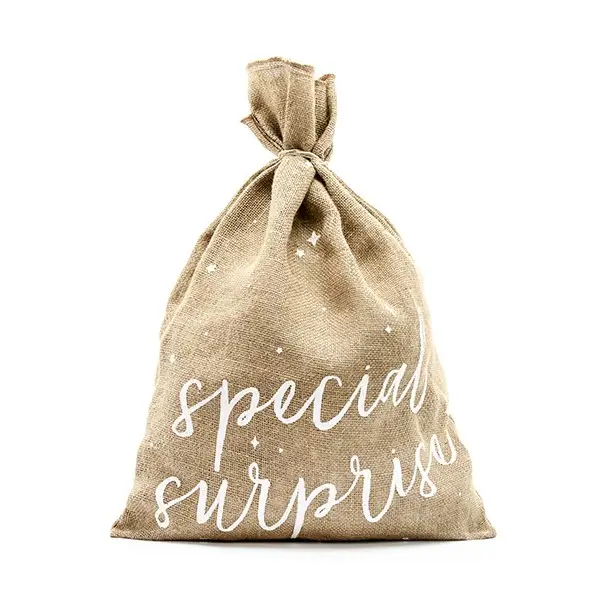 Ausverkauf Jutesack Weihnachtssack Geschenkesack special surprise natur weiß 40x55cm