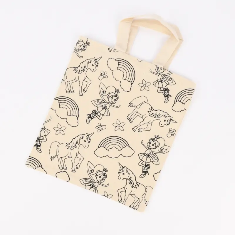 Sichere Zahlung Creativ Company Stoffbeutel zum Bemalen Baumwolle Einhorn Feen natur schwarz 31x27cm