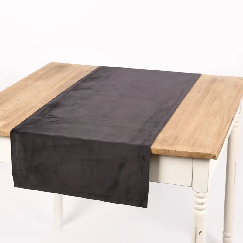 Schnäppchen Magma Tischläufer Samt uni anthrazit 40x145cm