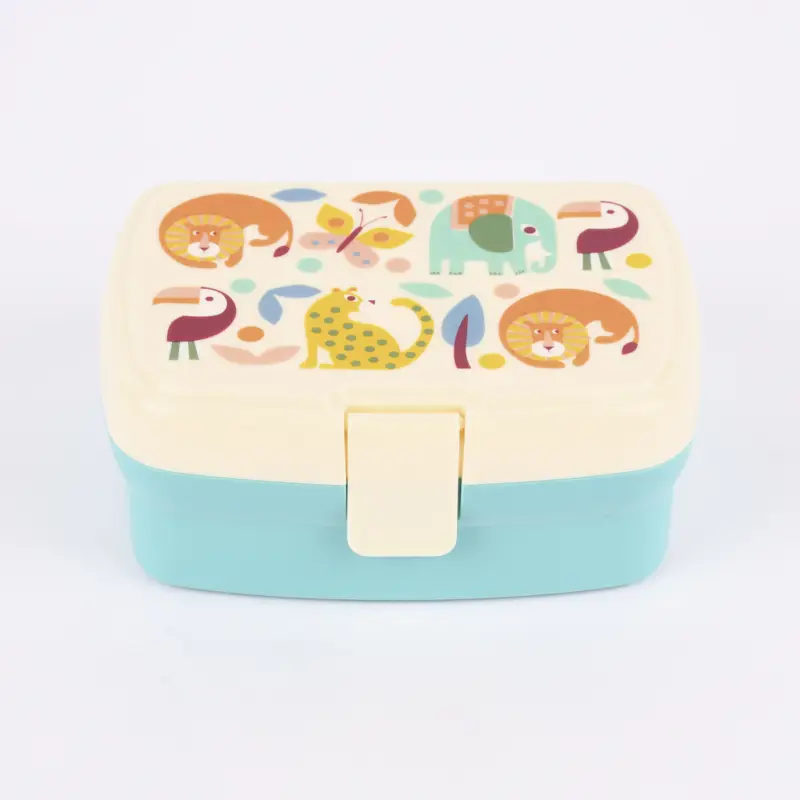 Brotzeit-Dose mit herausnehmbarem Fach Wild Wonders türkis bunt 17,5x13x7cm Must-Have