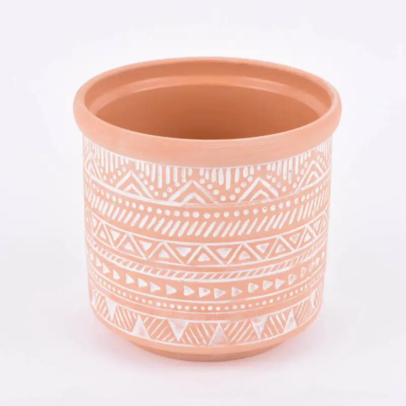 Schneller Versand Sass & Belle Übertopf Prägemotiv Terracotta weiß 13,5x13cm