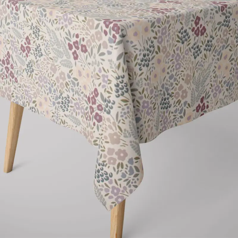 Super-Preis SCHÖNER LEBEN. Tischdecke Digitaldruck Allover Blumenwiese cremeweiß lila verschiedene Größen
