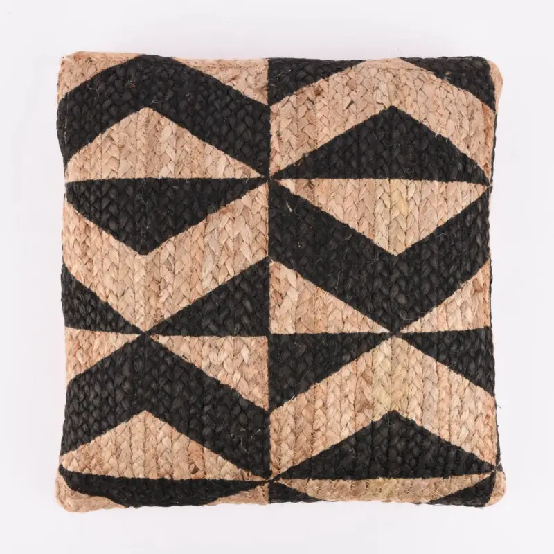 Jute Dekokissen Flechtmuster Geometrieprint natur schwarz 40x40cm Solange Der Vorrat Reicht
