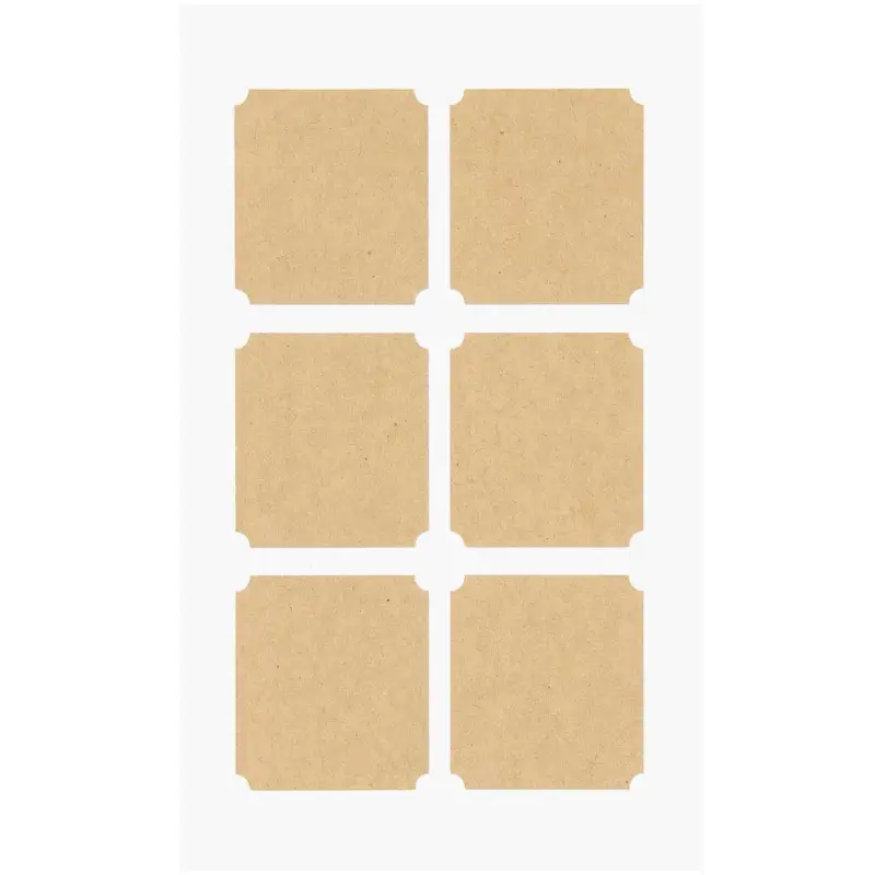Rico Design Sticker Etiketten eckig Kraftpapier 24 Stück natur Echt