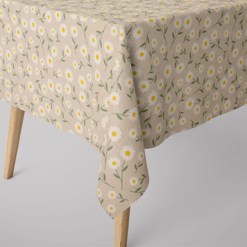 Knallerangebot SCHÖNER LEBEN. Tischdecke Daisy Sweet Field Gänseblümchen Leinenlook hellblau oder natur weiß verschiedene Größen