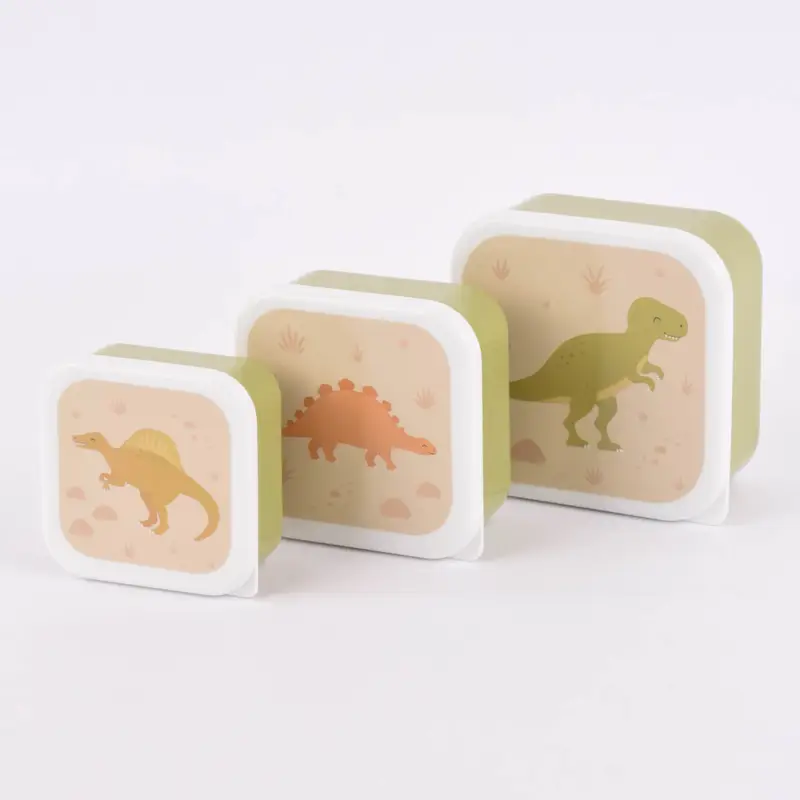 Sale Sass & Belle Brotzeit-Dosen 3er Set Dino hellgrün weiß beige 11,5x5,5cm