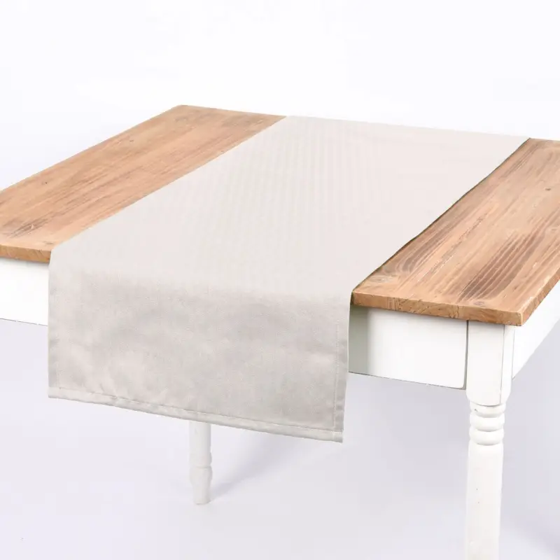SCHÖNER LEBEN. Tischläufer Baumwollstoff Reliefstruktur ecru 40x160cm Neue Ware
