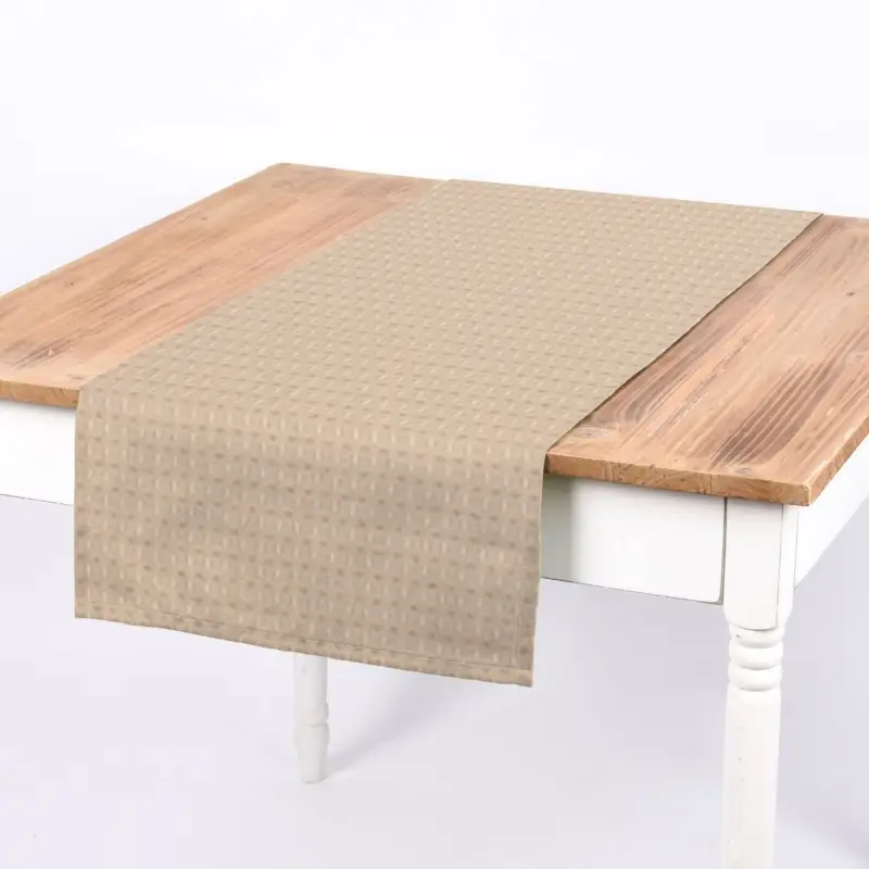 SCHÖNER LEBEN. Tischläufer Baumwollstoff Reliefstruktur natur 40x160cm Saisonangebot