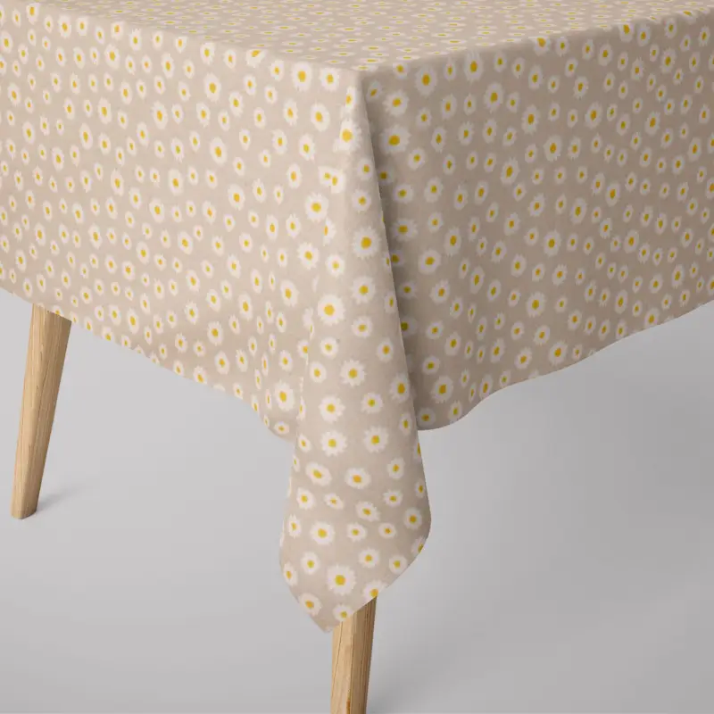 SCHÖNER LEBEN. Tischdecke Leinenlook Daisy Sweet Garden Gänseblümchen Blüten natur weiß verschiedene Größen Preisknaller