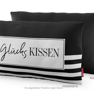 Top-Preis La Vida Kuschelkissen Glückskissen Streifen schwarz weiß 25x40cm