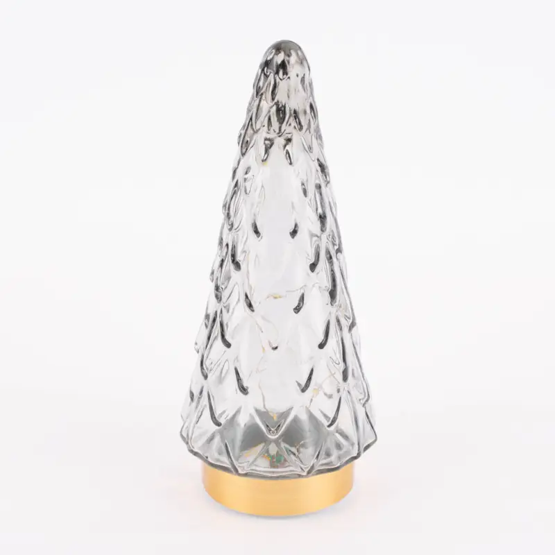 Preisknaller LED Tanne Glas Kunststoff grau goldfarbig 10,5x24cm