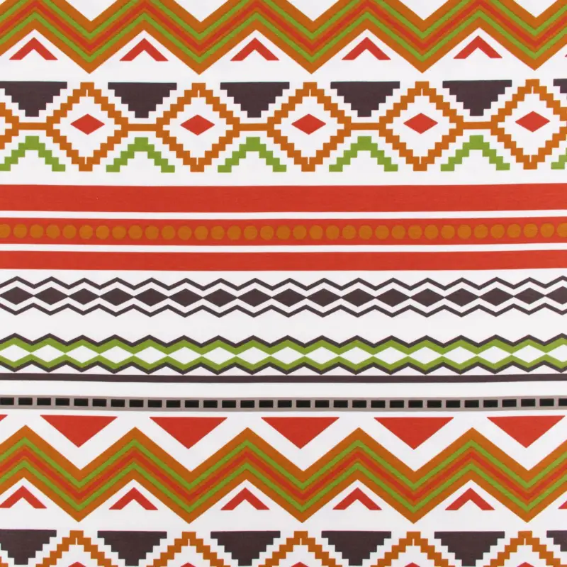 Markenware French Terry Sommersweat Meterware Ikat Ethno weiß orange grün 1,45m Breite