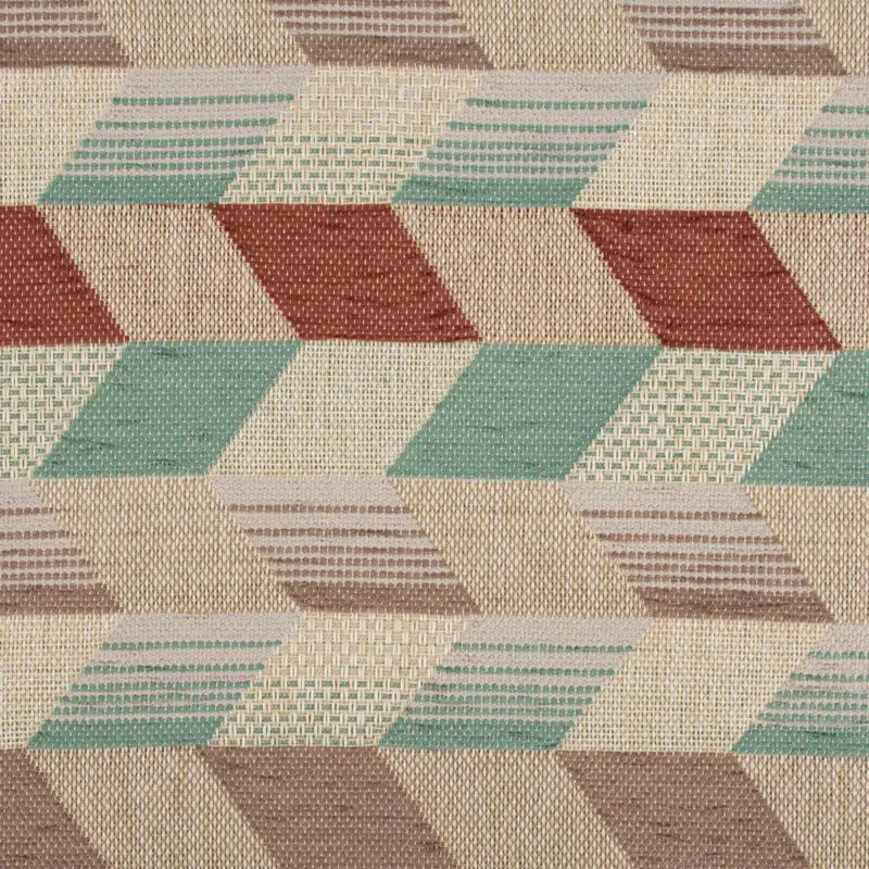 Neu Im Sortiment Polsterstoff Dekostoff Jacquard Flachgewebe Mira Rechtecke schräg beige mint terra 1,40m Breite