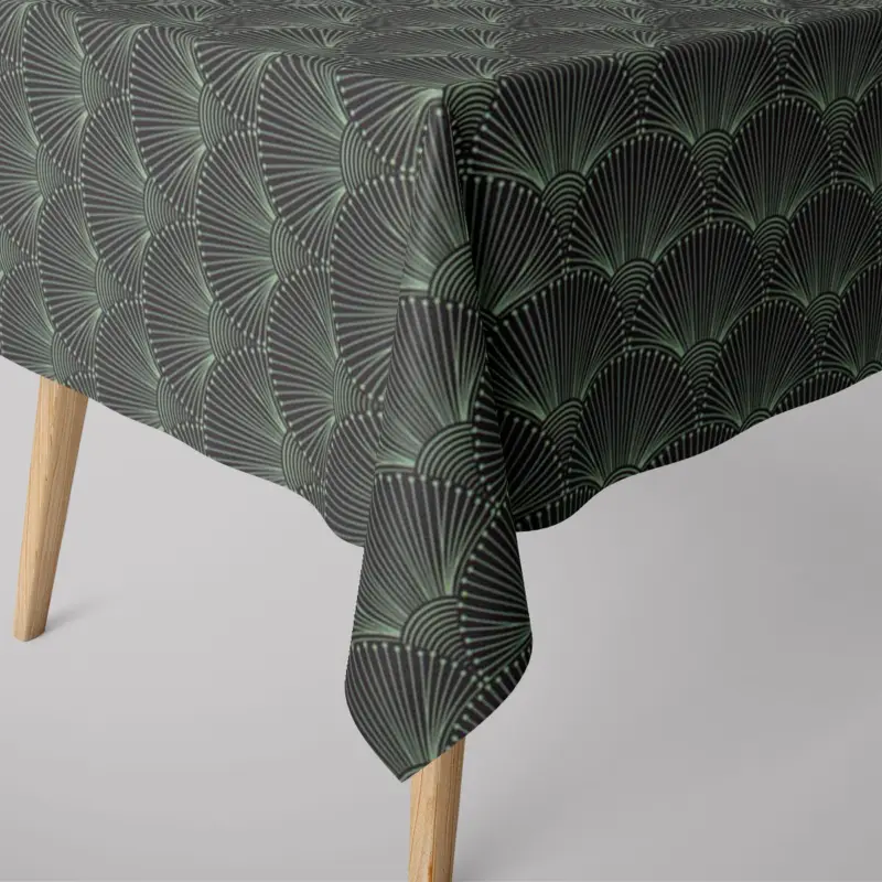 Neu Im Sortiment SCHÖNER LEBEN. Tischdecke aus Baumwolle Fächer Bogen dunkelblau mintgrün verschiedene Größen