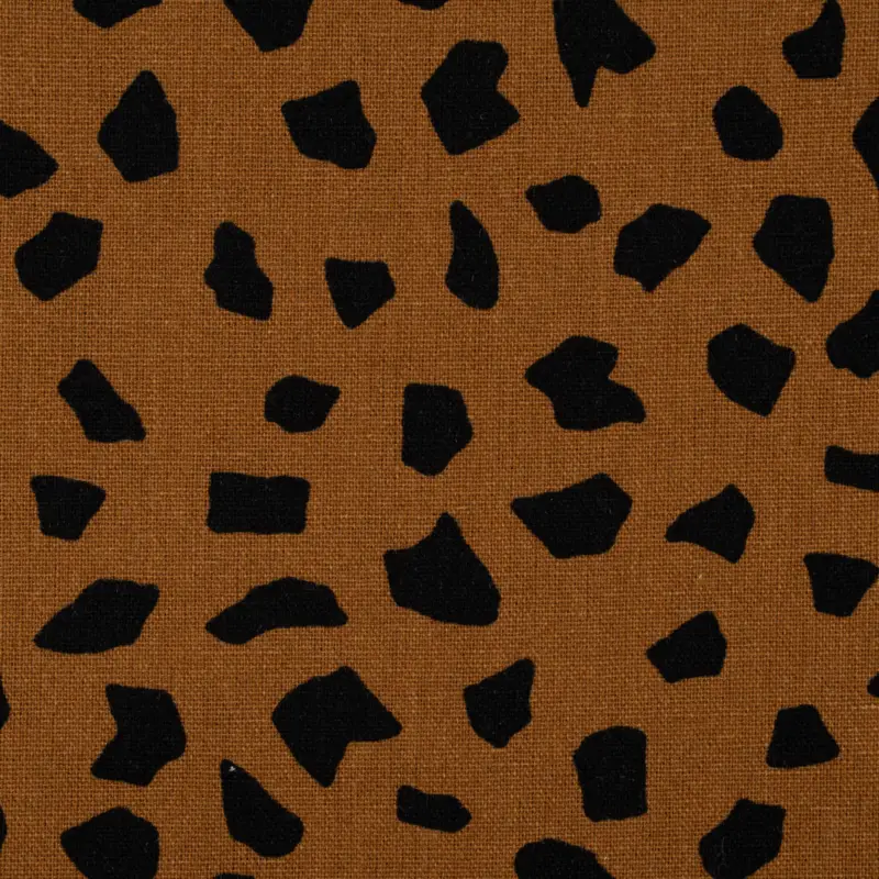 Leinenstoff mit Viskoseanteil Dots abstrakte Punkte braun 1,35m Breite Begrenztes Angebot
