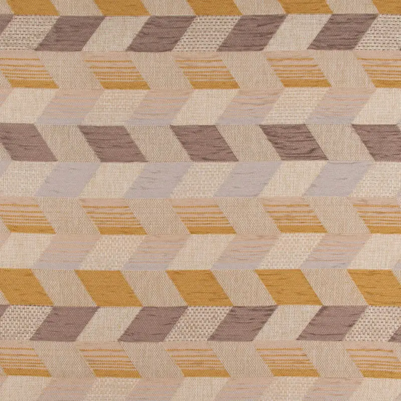 Polsterstoff Dekostoff Jacquard Flachgewebe Mira Rechtecke schräg beige gelb braun 1,40m Breite Knallerangebot