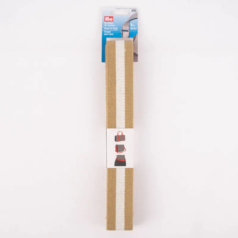 Saisonangebot Prym Gurtband für Taschen aus Kunstfaser beige weiß gestreift 40mm breit 3m lang