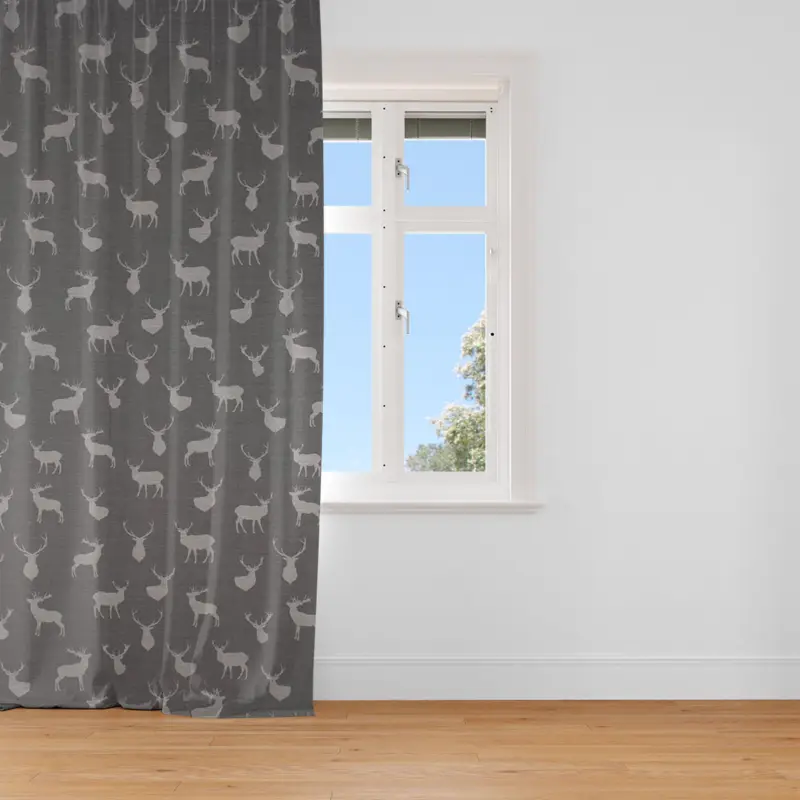 SCHÖNER LEBEN. Vorhang Jacquard mit Hirschen grau hellgrau 245cm oder Wunschlänge Bestseller