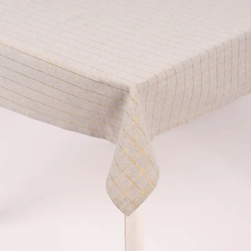 Tischdecke Tyra Karo grau goldfarbig 150x200cm Abverkauf