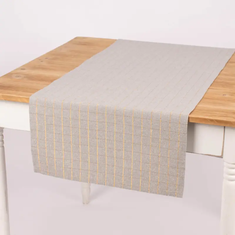 Must-Have Tischläufer Tyra Karo grau goldfarbig 45x150cm
