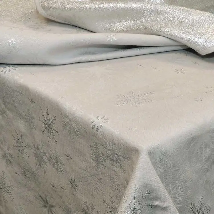 Tischdecke Crystal Eiskristalle Schneeflocken Metallic Glitzer grau silberfarbig 140x200cm Echt