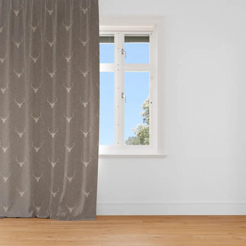 Sonderangebot SCHÖNER LEBEN. Vorhang Jacquard Hirschkopf mit Geweih braun beige 245cm oder Wunschlänge