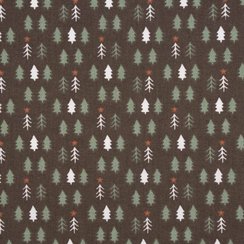 Sonderangebot Weihnachtsstoff Baumwollstoff Webware Tsugneg Tannenbäumchen braun grün 1,47m Breite