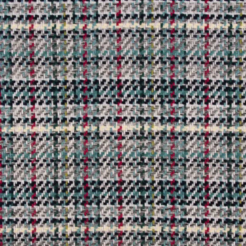 Polsterstoff Dekostoff Jacquard Flachgewebe Victoria Karo grau türkis pink 1,40m Breite Rabatt