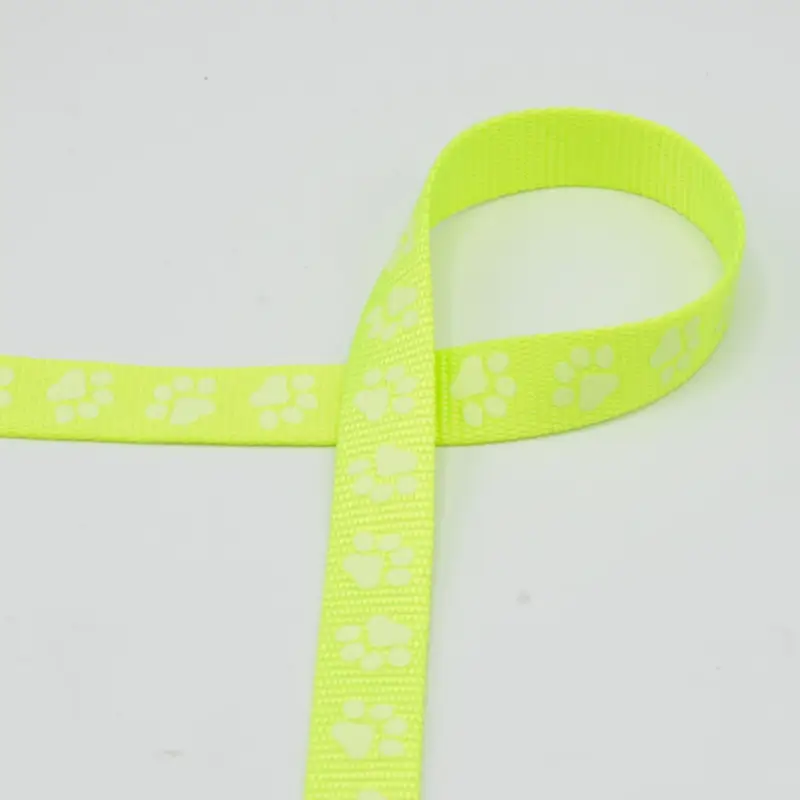 Gurtband Pfoten reflektierend neon gelb 20mm Breite Top-Seller