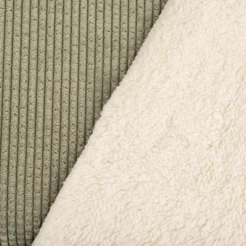 Finale Aktion Cordstoff Bubble mit Plüsch Rückseite Doubleface Bekleidungsstoff Dekostoff grün ecru 1,45m Breite