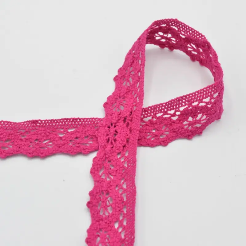 Sonderaktion Baumwoll-Spitze Häkelspitze Meterware fuchsia Breite: 30mm
