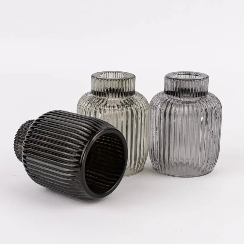 Solange Der Vorrat Reicht Kerzenhalter für Stabkerzen und Teelichter Glas Rillen 6,5x8,5cm verschiedene Farben