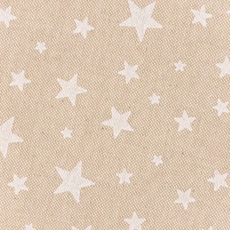 Weihnachtsstoff Dekostoff Halbpanama Leinenlook Basic Star Sternchen natur weiß 1,40m Breite Expressversand