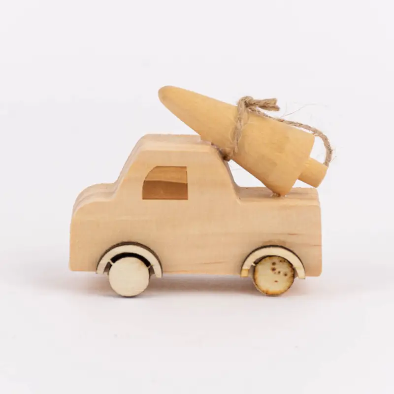 Top-Seller Creativ Company Dekohänger LKW mit Baum Kiefernholz blanko natur 7x6x3cm
