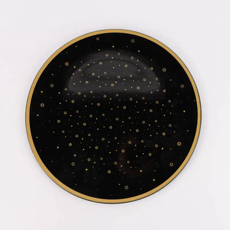 Clayre & Eef Platzteller Sterne Kunststoff schwarz goldfarbig 33cm Neue Kollektion