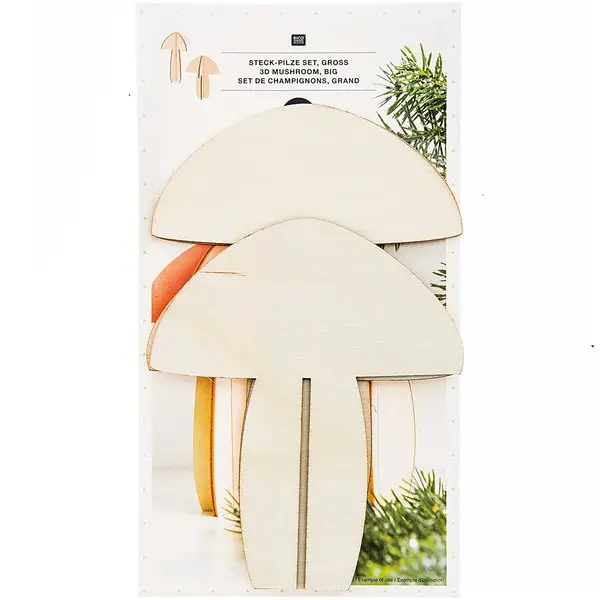 Rico Design 3D Deko Steck-Pilze zum Aufstellen Holz natur 2 Stück Preisknaller