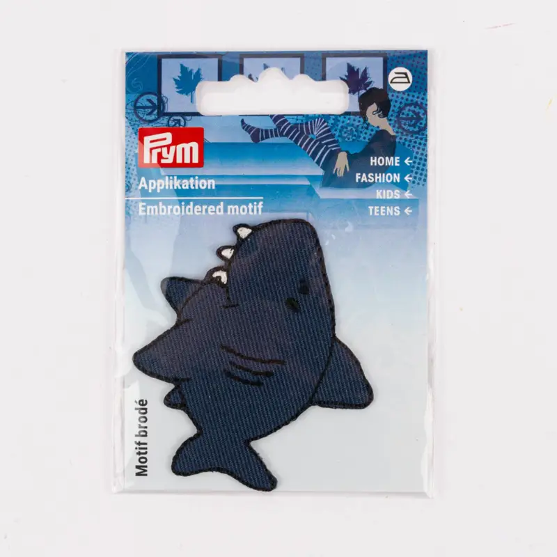 Applikation Haifisch aufbügelbar blau 50x58mm von Prym Online Kaufen