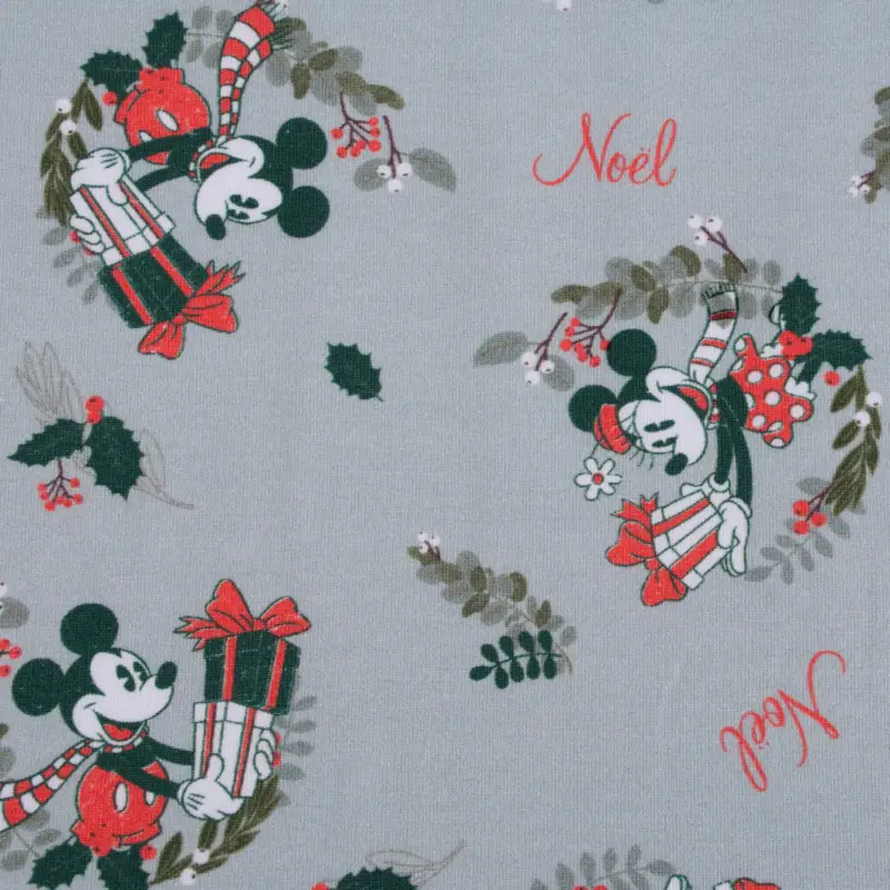 Sichere Zahlung Minnie & Mickey French Terry Digitaldruck Weihnachten grau 1,58m Breite