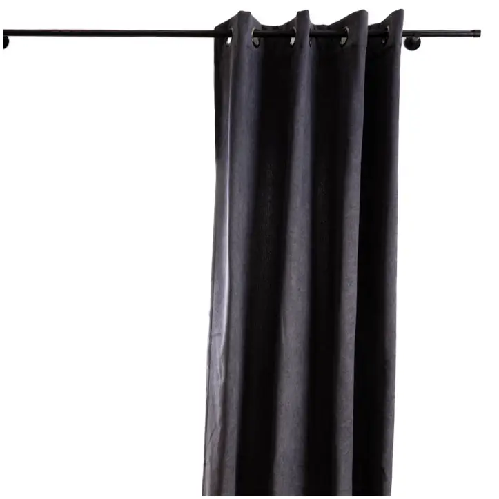 Ausverkauf 3-in-1 Thermovorhang Dim-Out Akustik mit Ösenaufhängung uni anthrazit grau strukturiert 140x260cm
